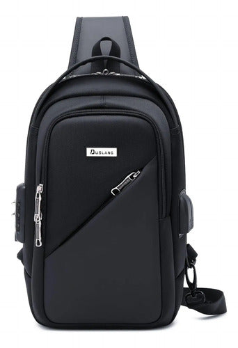 Mochilas Cruzadas Bandolera De Hombro Puerto Usb Con Cerrojo Negro Lona