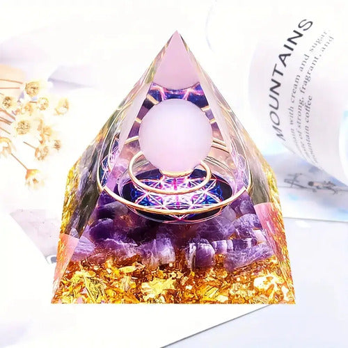 Pirámide Orgon Generador Energía Orgonita Meditacion Chakra Blanco
