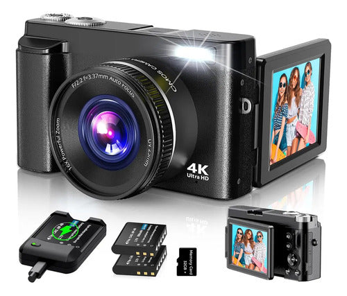 Cámara Digital 4k Para Enfoque Automático De Fotografía,. Co Negro