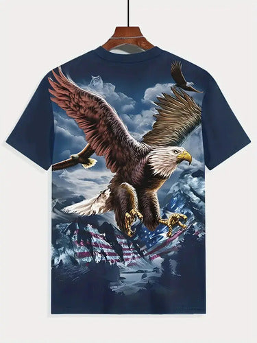 Camisetas Con Estampado De Moda Para Hombres (2x1) Negro Águila M