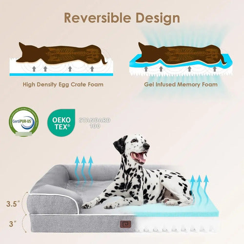 Cama Ortopedica Impermeable Para Perros Grandes Gris Oscuro M
