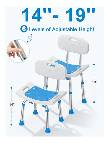 Silla De Ducha Ajustable Con Espaldar Y Antideslizante