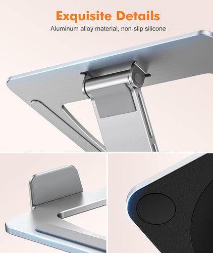 Soporte Para Computadora Portátil Plegable Giratorio Riwuct Plateado