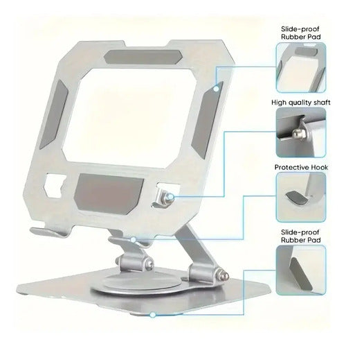 Soporte Metálico Para Tablet, Giratorio, Altura Plegable