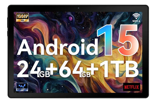 Tablet Hakaug De 10 Pulgadas Con Android 15, 24 Gb De Ram Y Negro