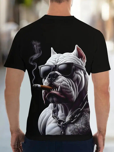 Camisetas Con Estampado De Moda Para Hombres (2x1) Negro Perro L