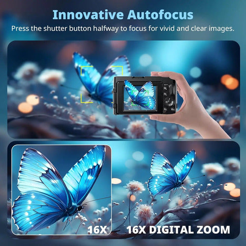 Camara Digital 4k Para Fotografia, Enfoque Automatico Uhd Negro