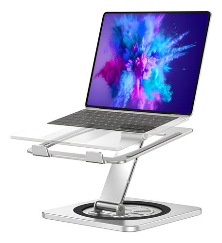 Soporte Para Computadora Portátil Plegable Giratorio Riwuct Plateado