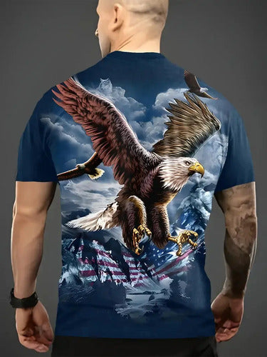 Camisetas Con Estampado De Moda Para Hombres (2x1) Negro Águila L