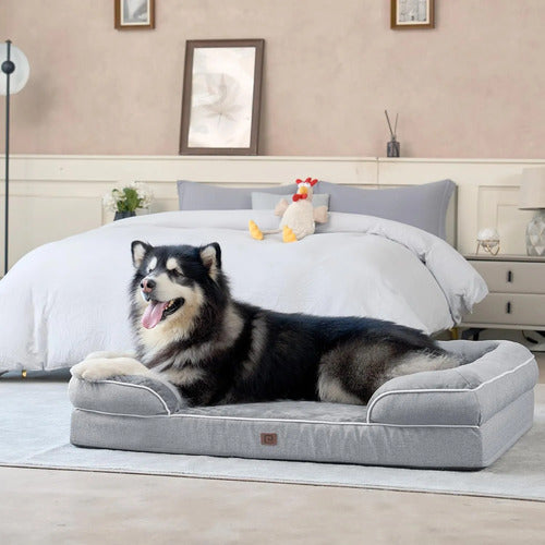 Cama Ortopedica Impermeable Para Perros Grandes Gris Oscuro M