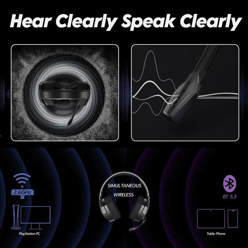 Auriculares Inalámbricos Diadema Para Juegos Ps5, Ps4, Pc Negro