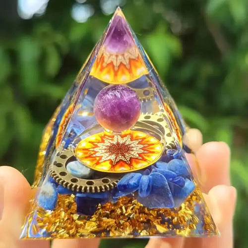 Pirámide Orgon Generador Energía Orgonita Meditacion Chakra Azul