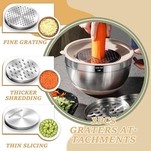 Juego De Tazones Para Mezclar Con Tapas Herméticas, 26 Cue. Plateado