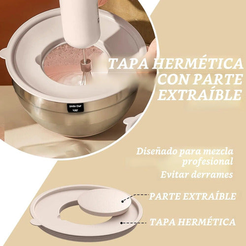 Juego De Tazones Para Mezclar Con Tapas Herméticas, 26 Cue. Plateado