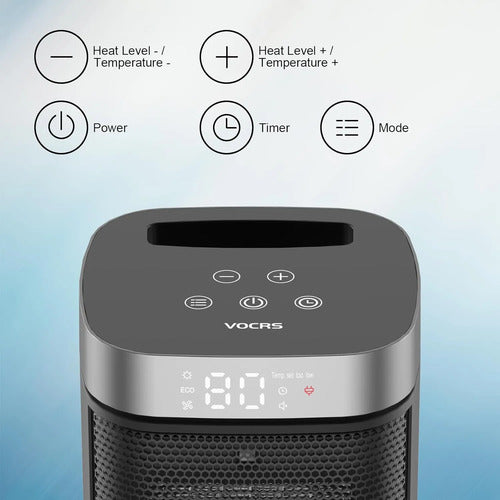 Calentador Portátil Vocrs 1500 W Ptc Eléctrico Con Control R Negro 110v