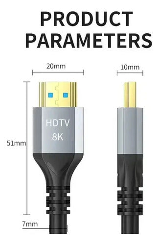 Cable Hdmi 8k 4k 120hz 2.1 Alta Velocidad Ps5 Xbox 2mt