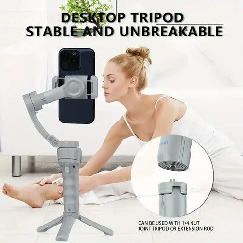 Estabilizador De Cardán De 3 Ejes Para Teléfono Gimbal Blanco