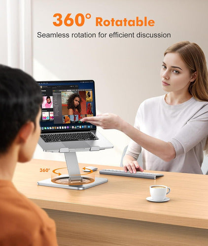 Soporte Para Computadora Portátil Plegable Giratorio Riwuct Plateado