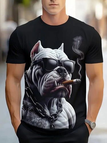 Camisetas Con Estampado De Moda Para Hombres (2x1) Negro Perro L