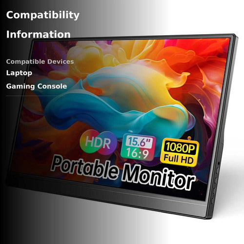 Monitor Portátil De 15.6 Pulgadas 1080p Usb-c Ultra-slim Wcv Negro 110