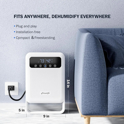 Deshumidificador Purificador De Aire Frizzlife Dh80 135onzas Blanco 110v