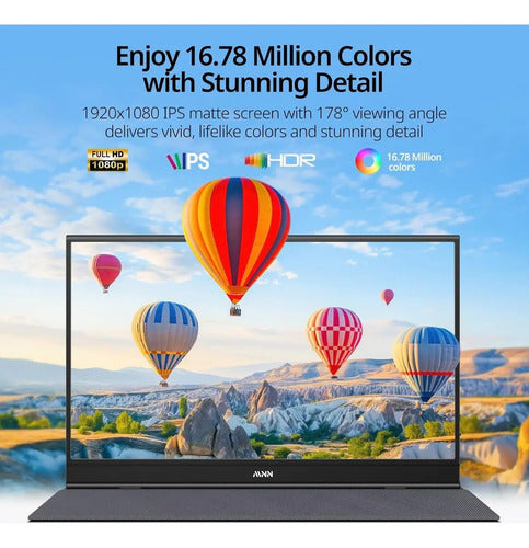 Monitor Mnn Pantalla De 15.6 M156f01 Fhd 1080p Usb C Hdmi Color Negro