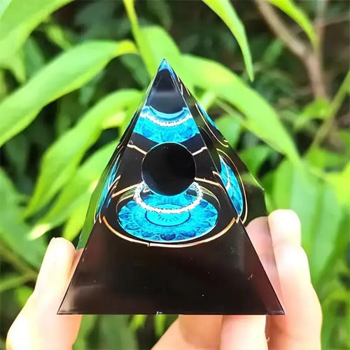 Pirámide Orgon Generador Energía Orgonita Meditacion Chakra Gris Oscuro