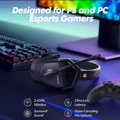 Auriculares Inalámbricos Diadema Para Juegos Ps5, Ps4, Pc Negro