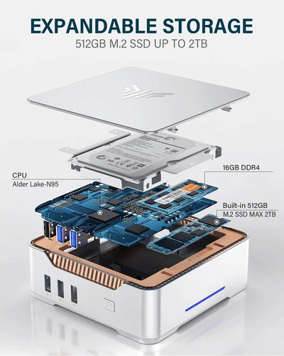 Mini Pc Kamrui Ak1plus Alder Lake N95 16gb Ram 512gb Ssd 110