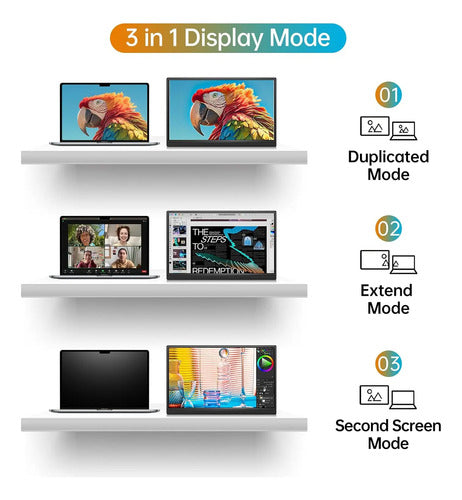Monitor Portátil De 15.6 Pulgadas 1080p Usb-c Ultra-slim Wcv Negro 110