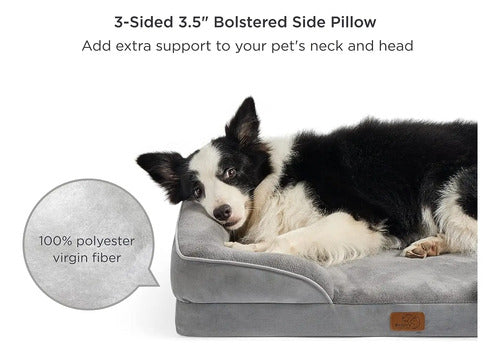 Bedsure Cama Ortopédica Perro Mediano Sofá+ Forro 90x64x18 Gris Oscuro Sofa Talla L