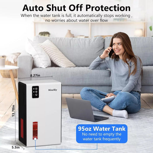 Deshumidificador Ninesky Para Hogar, Tanque De Agua 95 Onzas White 110v