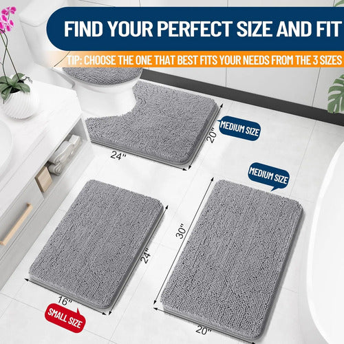Alfombras De Baño De Felpilla Extrasuaves Y Absorbentes Gris