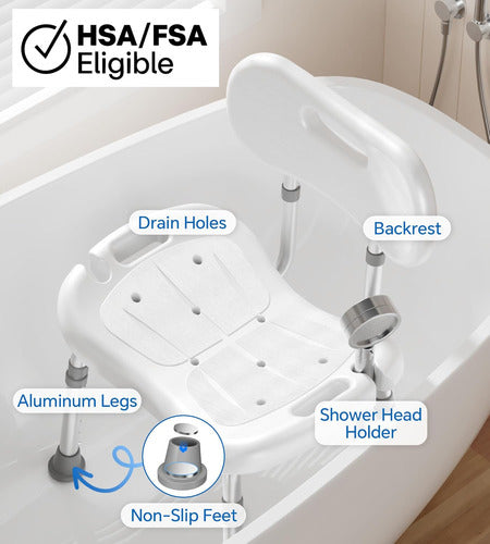Homland Silla De Ducha Interior Con Respaldo Extraíble