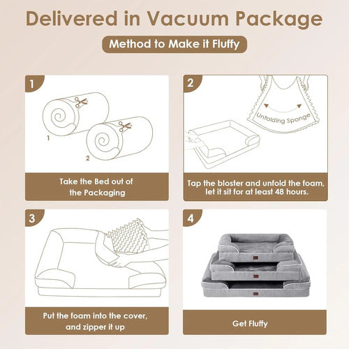 Cama Ortopedica Impermeable Para Perros Grandes Gris Oscuro M