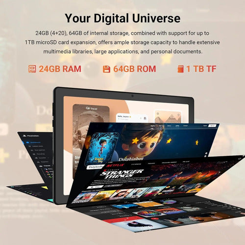 Tablet Hakaug De 10 Pulgadas Con Android 15, 24 Gb De Ram Y Negro