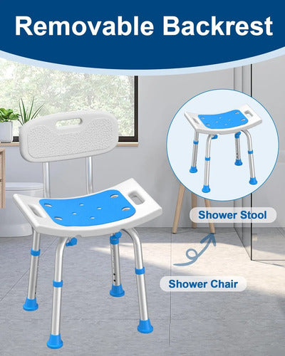 Silla De Ducha Ajustable Con Espaldar Y Antideslizante
