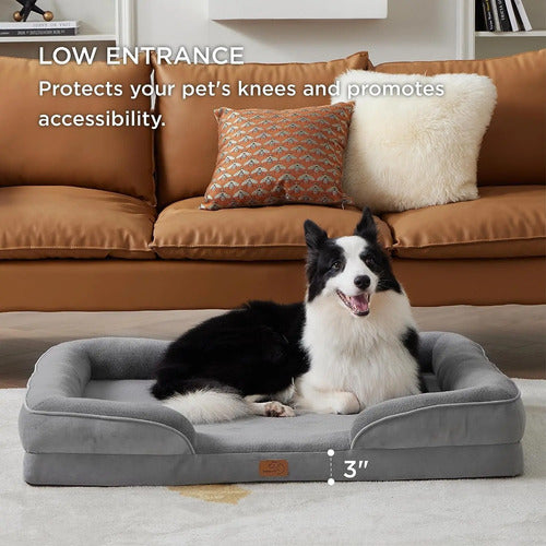 Bedsure Cama Ortopédica Perro Mediano Sofá+ Forro 90x64x18 Gris Oscuro Sofa Talla L