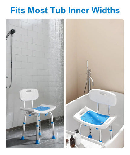Silla De Ducha Ajustable Con Espaldar Y Antideslizante
