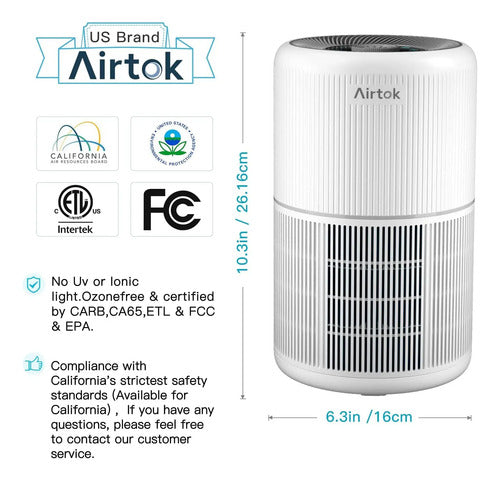 Purificador De Aire Airtok Paquete X2  Con Filtro Hepa H13 Blanco 110v