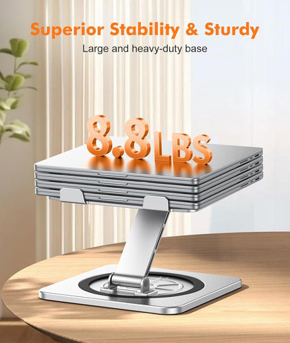 Soporte Para Computadora Portátil Plegable Giratorio Riwuct Plateado