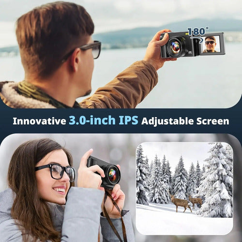 Camara Digital 4k Para Fotografia, Enfoque Automatico Uhd Negro