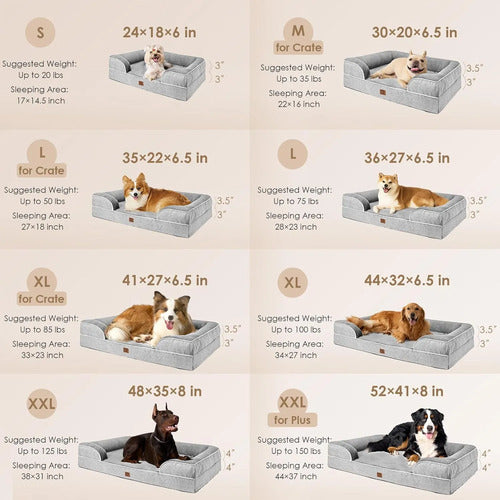 Cama Ortopedica Impermeable Para Perros Grandes Gris Oscuro M