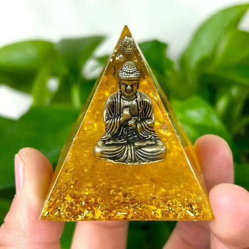 Pirámide Orgon Generador Energía Orgonita Meditacion Chakra Amarillo