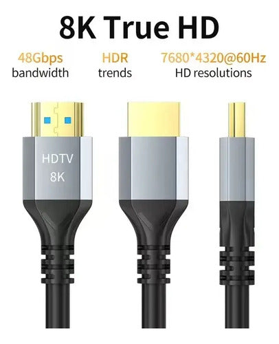 Cable Hdmi 8k 4k 120hz 2.1 Alta Velocidad Ps5 Xbox 2mt