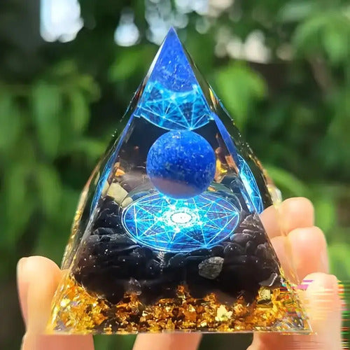 Pirámide Orgon Generador Energía Orgonita Meditacion Chakra Azul