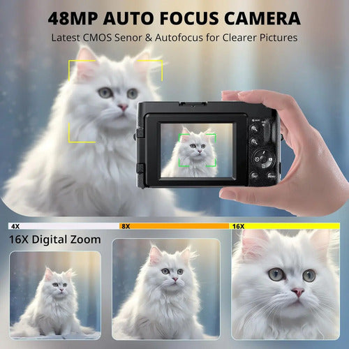 Cámara Digital 4k Para Enfoque Automático De Fotografía,. Co Negro