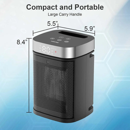 Calentador Portátil Vocrs 1500 W Ptc Eléctrico Con Control R Negro 110v