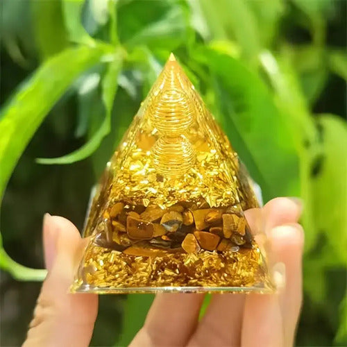 Pirámide Orgon Generador Energía Orgonita Meditacion Chakra Amarillo
