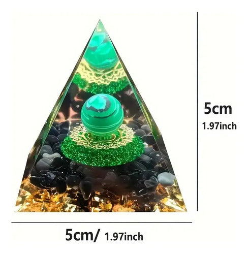 Pirámide Orgon Generador Energía Orgonita Meditacion Chakra Verde Claro